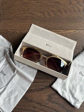Dior Gold Frame Sunglasses with Brown Lenses
